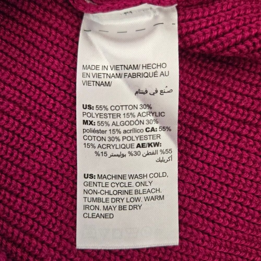 Chicos Shaker Knit V-Neck Sweater XS Pink 3/4 Sleeve Cotton Blend - Picture 6 of 7